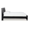 Danzi Queen Size Panel Bed w Modern Slatted Headboard | Black Wood
