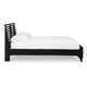 Danzi Queen Size Panel Bed w Modern Slatted Headboard | Black Wood