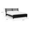 Danzi Queen Size Panel Bed w Modern Slatted Headboard | Black Wood