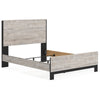 Veso Queen Size Panel Bed w Matte Black Finished Base | Gray Wood