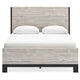 Veso Queen Size Panel Bed w Matte Black Finished Base | Gray Wood