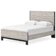 Veso Queen Size Panel Bed w Matte Black Finished Base | Gray Wood