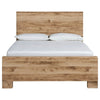 Oma King Size Panel Bed w Golden Rustic Finish | Brown Wood