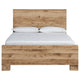 Oma King Size Panel Bed w Golden Rustic Finish | Brown Wood