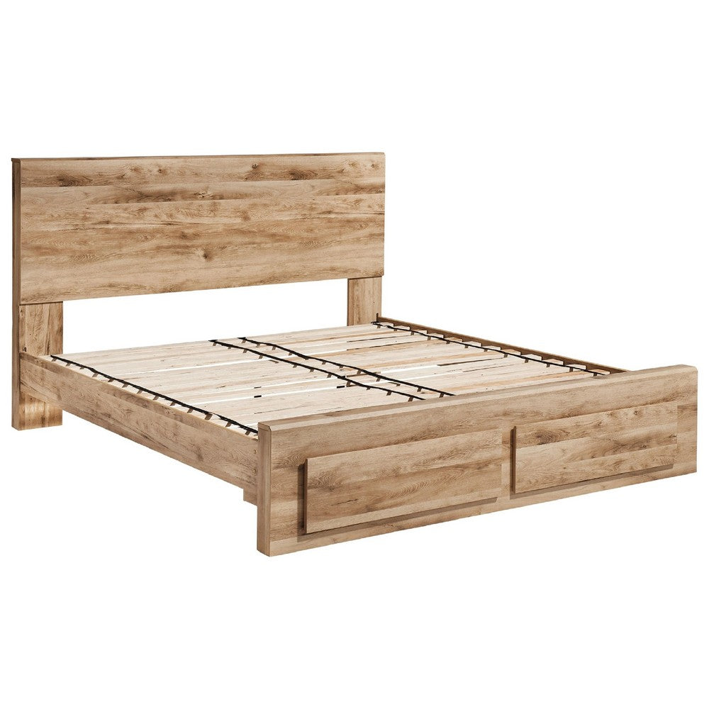 Oma King Panel Storage Bed | 2 Footboard Drawers | Rustic Brown Wood