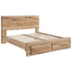 Oma King Panel Storage Bed | 2 Footboard Drawers | Rustic Brown Wood