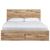 Oma King Panel Storage Bed | 2 Footboard Drawers | Rustic Brown Wood
