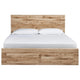 Oma King Panel Storage Bed | 2 Footboard Drawers | Rustic Brown Wood