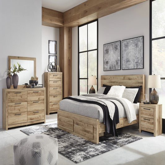 Oma King Panel Storage Bed | 2 Footboard Drawers | Rustic Brown Wood