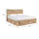 Oma King Panel Bed | 2 Footboard & 4 Side Drawers | Rustic Brown Wood