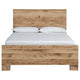 Oma Queen Size Panel Bed w Golden Rustic Finish | Brown Wood