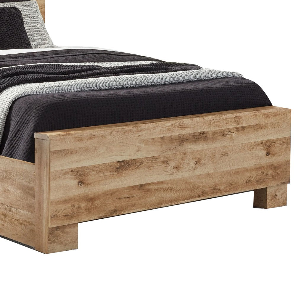 Oma Queen Panel Bed | 4 Storage Drawers | Rustic Finish | Brown Wood