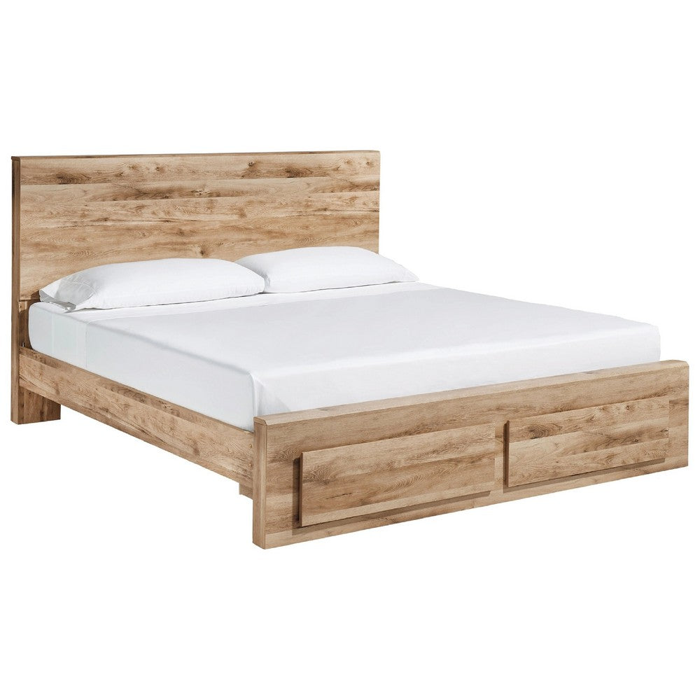 Oma Queen Panel Storage Bed | 2 Footboard Drawers | Rustic Brown Wood