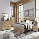 Oma Queen Panel Storage Bed | 2 Footboard Drawers | Rustic Brown Wood