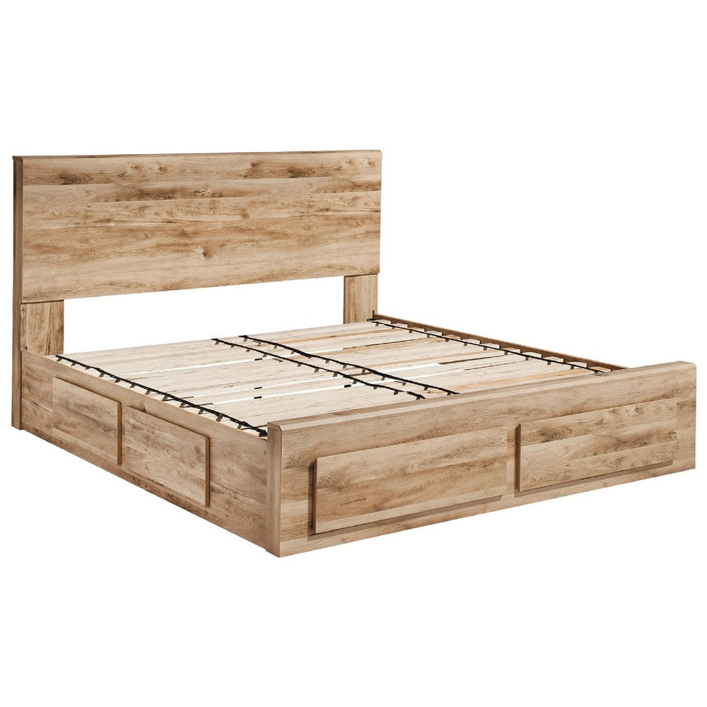 Oma Queen Panel Bed | 2 Footboard & 2 Side Drawers | Brown Wood