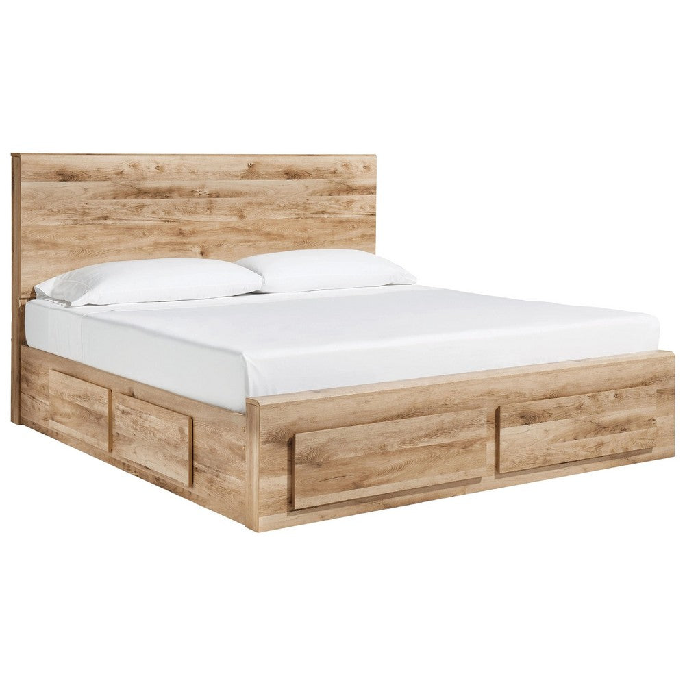 Oma Queen Panel Bed | 2 Footboard & 2 Side Drawers | Brown Wood