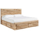 Oma Queen Panel Bed | 2 Footboard & 2 Side Drawers | Brown Wood