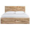Oma Queen Panel Bed | 2 Footboard & 2 Side Drawers | Brown Wood