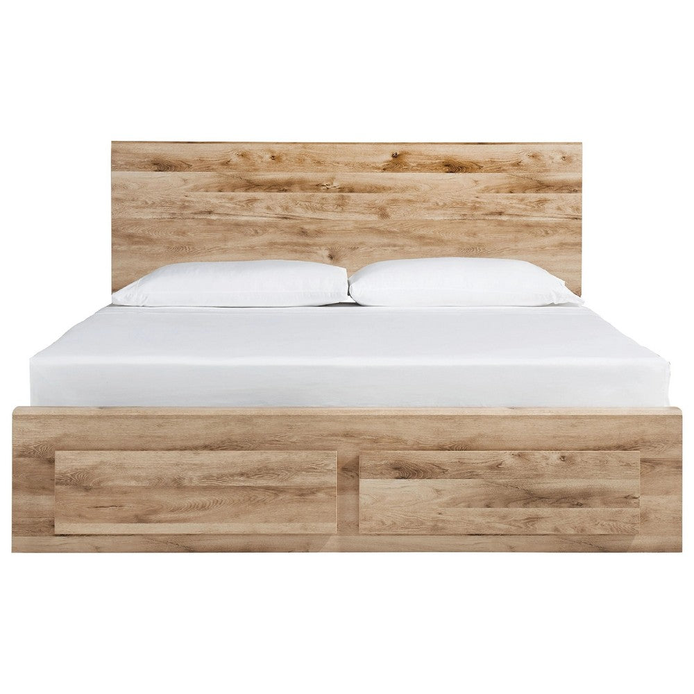 Oma Queen Panel Bed | 2 Footboard & 2 Side Drawers | Brown Wood