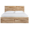 Oma Queen Panel Bed | 2 Footboard & 4 Side Drawers | Brown Wood