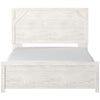 Hara Queen Panel Bed w Cross-Brace Accents | Farmhouse Gray-White Wood