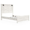 Hara Queen Panel Bed w 2 Sconce Lights | Rustic Light Gray-White Wood