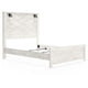 Hara Queen Panel Bed w 2 Sconce Lights | Rustic Light Gray-White Wood