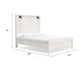 Hara Queen Panel Bed w 2 Sconce Lights | Rustic Light Gray-White Wood
