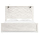 Hara King Panel Bed w 2 Sconce Lights | Rustic Light Gray-White Wood