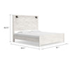 Hara King Panel Bed w 2 Sconce Lights | Rustic Light Gray-White Wood