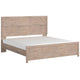 Hara King Panel Bed w Cross-Brace Accents | Rustic Brown-White Wood