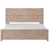 Hara King Panel Bed w Cross-Brace Accents | Rustic Brown-White Wood