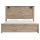 Hara King Panel Bed w 2 Sconce Lights | Rustic Light Brown-White Wood