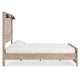 Hara King Panel Bed w 2 Sconce Lights | Rustic Light Brown-White Wood