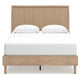 Ciel Queen Panel Bed w Cane Style Headboard | Brown & Beige Wood