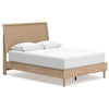 Ciel Queen Panel Bed w Cane Style Headboard | Brown & Beige Wood
