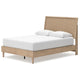 Ciel Queen Panel Bed w Cane Style Headboard | Brown & Beige Wood