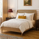 Ciel Queen Panel Bed w Cane Style Headboard | Brown & Beige Wood
