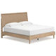 Ciel King Panel Bed w Cane Style Headboard | Brown & Beige Wood