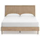 Ciel King Panel Bed w Cane Style Headboard | Brown & Beige Wood