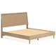 Ciel King Panel Bed w Cane Style Headboard | Brown & Beige Wood