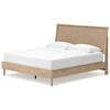 Ciel King Panel Bed w Cane Style Headboard | Brown & Beige Wood