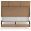 Ciel King Panel Bed w Cane Style Headboard | Brown & Beige Wood