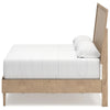 Ciel King Panel Bed w Cane Style Headboard | Brown & Beige Wood