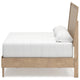 Ciel King Panel Bed w Cane Style Headboard | Brown & Beige Wood