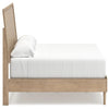 Ciel King Panel Bed w Cane Style Headboard | Brown & Beige Wood