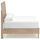 Ciel King Panel Bed w Cane Style Headboard | Brown & Beige Wood