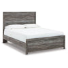 Roso Queen Panel Bed w Wood Grain Finish | Dark Gray Wood-Laminate