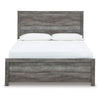 Roso Queen Panel Bed w Wood Grain Finish | Dark Gray Wood-Laminate
