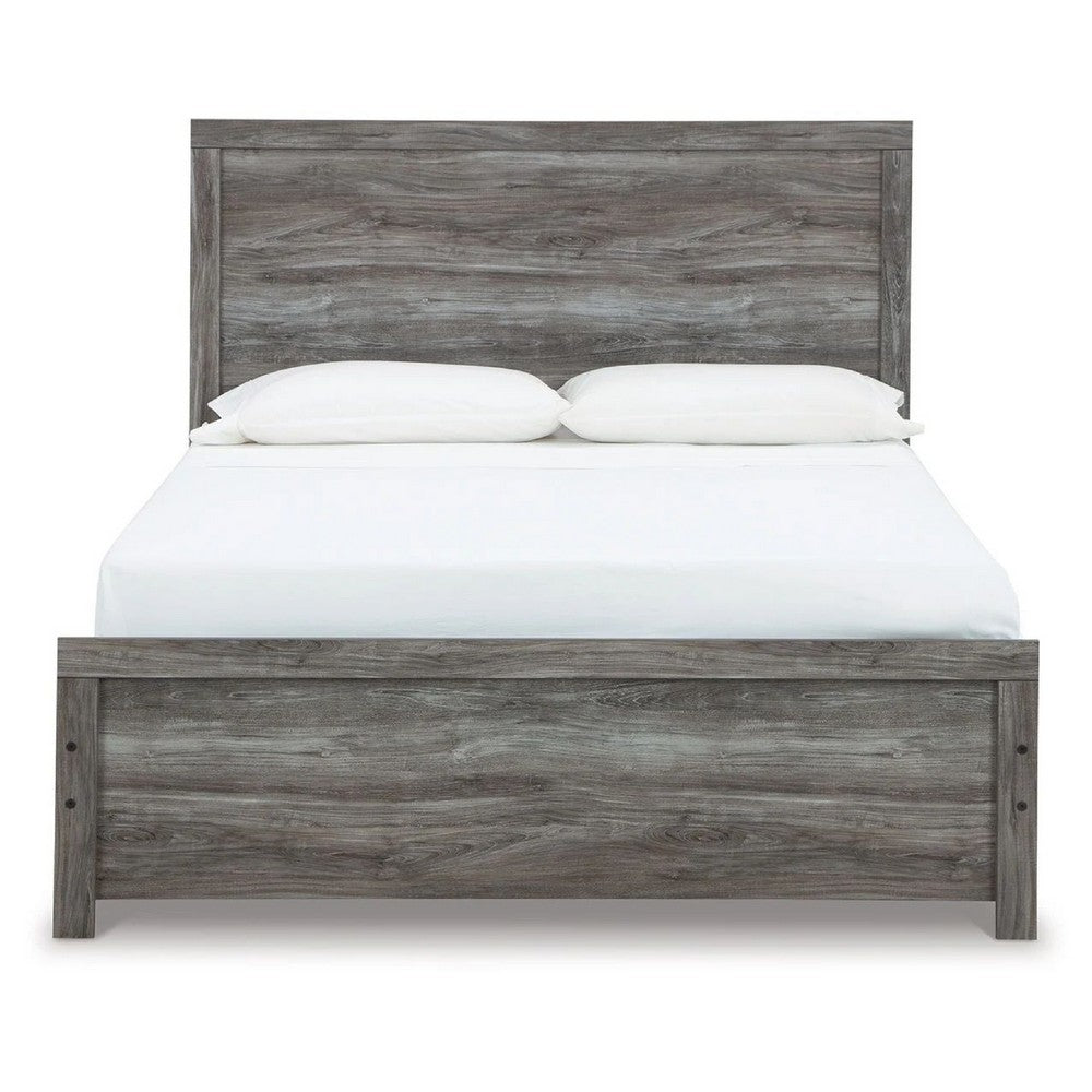 Roso Queen Panel Bed w Wood Grain Finish | Dark Gray Wood-Laminate